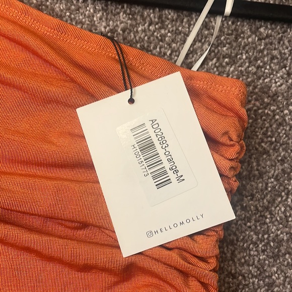 Hello Molly One Sleeve Orange Mini Dress - Picture 3 of 4